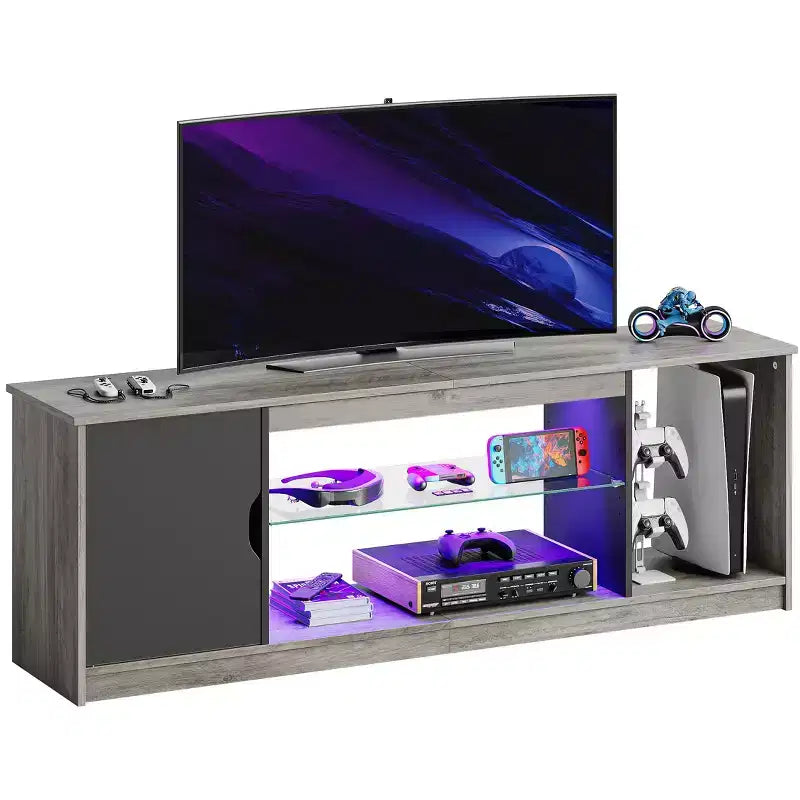 Mobile TV Bestier moderno per TV fino a 65 pollici, centro di intrattenimento gaming con ripiani regolabili per PS5 - 58 pollici