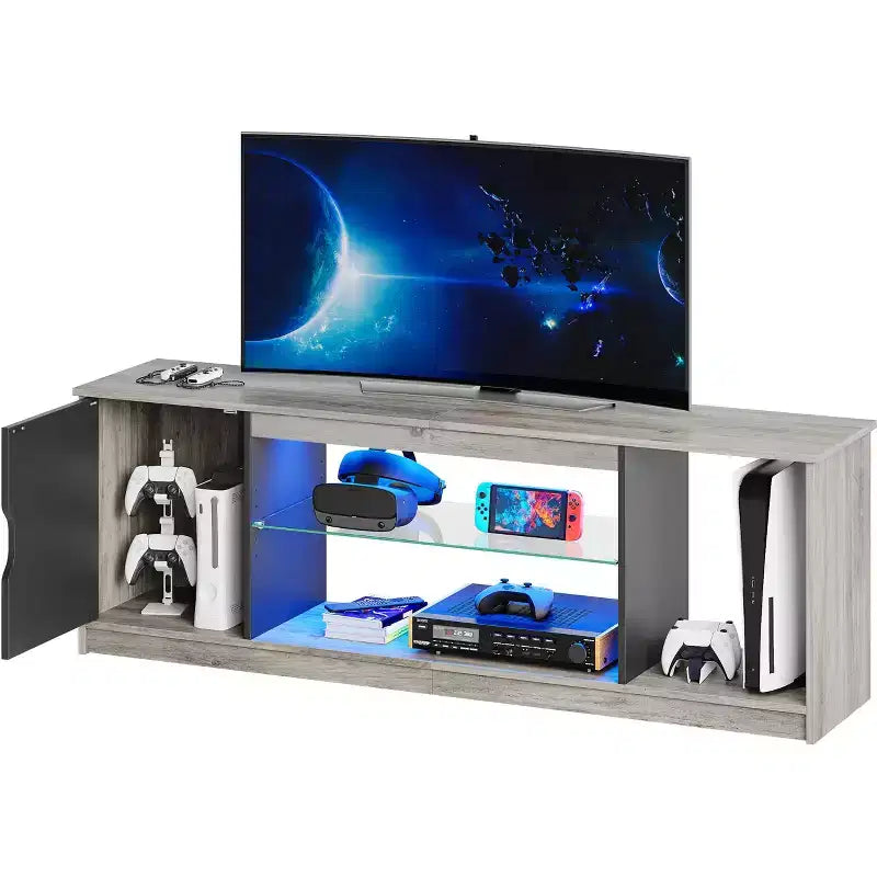 Mobile TV Bestier moderno per TV fino a 65 pollici, centro di intrattenimento gaming con ripiani regolabili per PS5 - 58 pollici