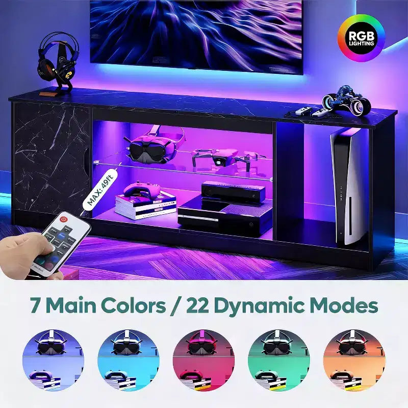 Mobile TV Bestier moderno per TV fino a 65 pollici, centro di intrattenimento gaming con ripiani regolabili per PS5 - 58 pollici