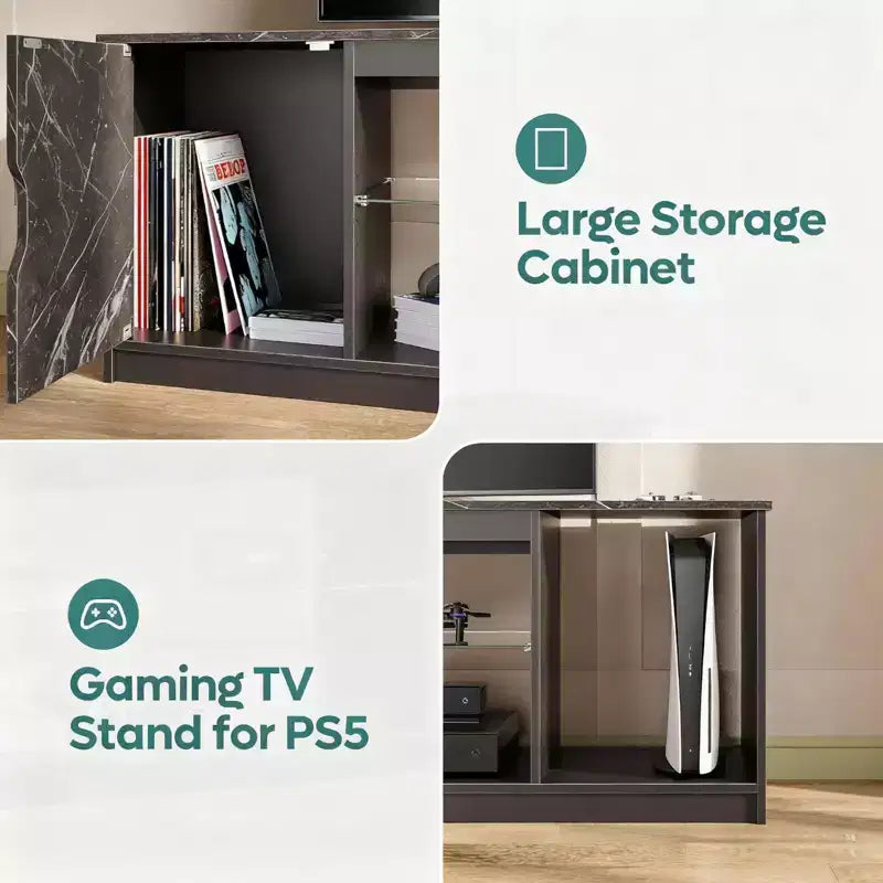 Mobile TV Bestier moderno per TV fino a 65 pollici, centro di intrattenimento gaming con ripiani regolabili per PS5 - 58 pollici