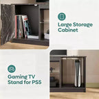 Mobile TV Bestier moderno per TV fino a 65 pollici, centro di intrattenimento gaming con ripiani regolabili per PS5 - 58 pollici
