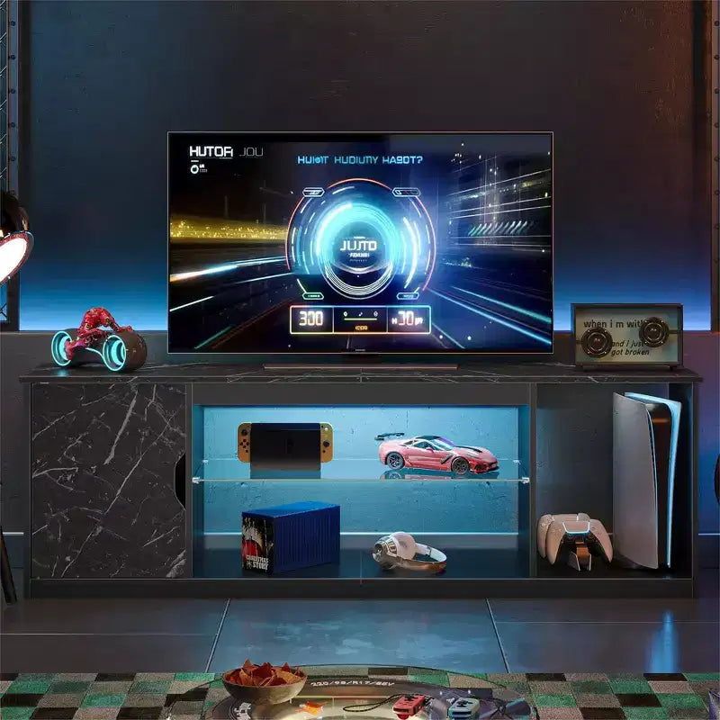 Mobile TV Bestier moderno per TV fino a 65 pollici, centro di intrattenimento gaming con ripiani regolabili per PS5 - 58 pollici