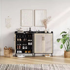 Scarpiera Whizmax a 6 Ripiani Stile Country con Ante, 2 Ripiani Regolabili e Gambe in Metallo, Organizer per Ingresso/Soggiorno