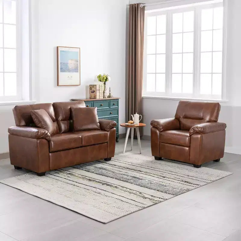 Faux Leather Loveseat and Chair,Ultimate Comfort Couch for Living Room,Lounge Room-Morden Fort