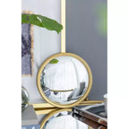 D11 Gold Round Mirror, Circle Mirror with Iron Frame for Living Room Bedroom Vanity Entryway Hallway