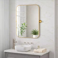 Gold Metal Hanging Mirror with Iron Round Corner Rectangular Frame, 91x61x4cm