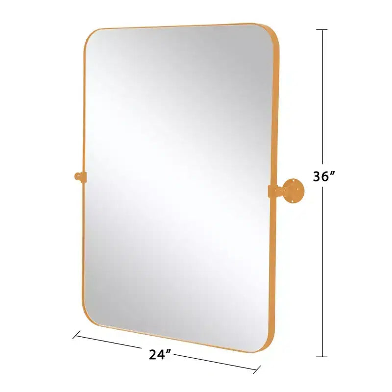 Specchio Pensile Dorato con Cornice Rettangolare in Ferro con Angoli Arrotondati, 91x61x4cm