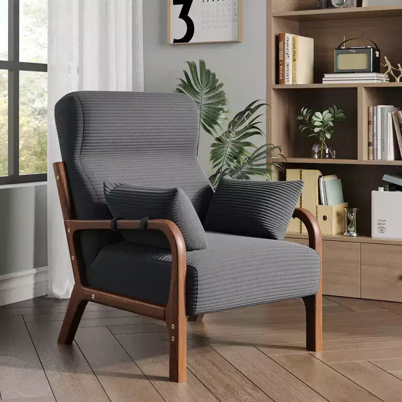 Bestier Mid Century Poltrona Accent con Poggiatesta Rialzato e Cuscini Braccioli Rimovibili, con Struttura in Legno Massello per Soggiorno, Camera da Letto