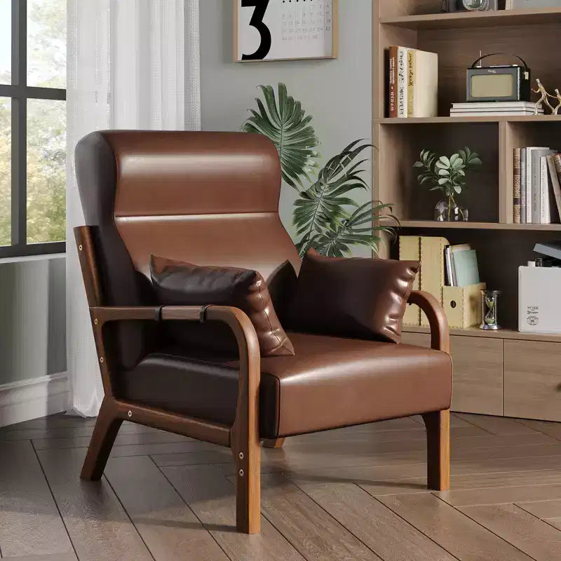 Bestier Mid Century Poltrona Accent con Poggiatesta Rialzato e Cuscini Braccioli Rimovibili, con Struttura in Legno Massello per Soggiorno, Camera da Letto