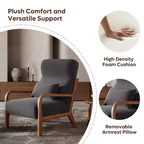Bestier Mid Century Poltrona Accent con Poggiatesta Rialzato e Cuscini Braccioli Rimovibili, con Struttura in Legno Massello per Soggiorno, Camera da Letto
