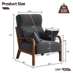 Bestier Mid Century Poltrona Accent con Poggiatesta Rialzato e Cuscini Braccioli Rimovibili, con Struttura in Legno Massello per Soggiorno, Camera da Letto