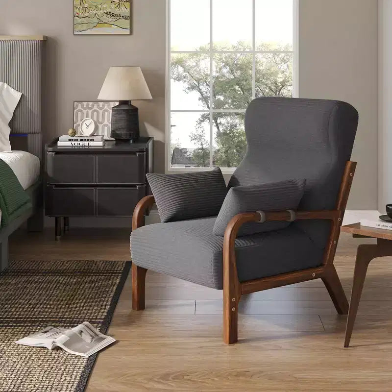 Bestier Mid Century Poltrona Accent con Poggiatesta Rialzato e Cuscini Braccioli Rimovibili, con Struttura in Legno Massello per Soggiorno, Camera da Letto