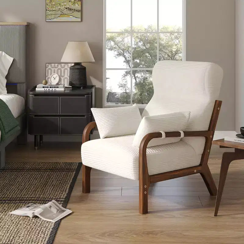 Bestier Mid Century Poltrona Accent con Poggiatesta Rialzato e Cuscini Braccioli Rimovibili, con Struttura in Legno Massello per Soggiorno, Camera da Letto