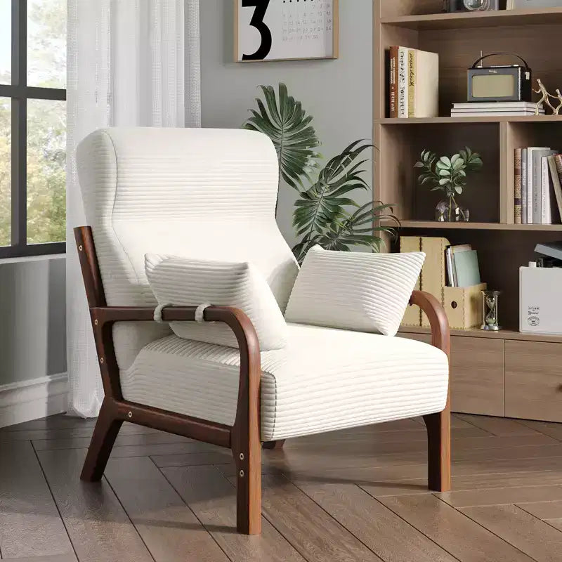 Bestier Mid Century Poltrona Accent con Poggiatesta Rialzato e Cuscini Braccioli Rimovibili, con Struttura in Legno Massello per Soggiorno, Camera da Letto