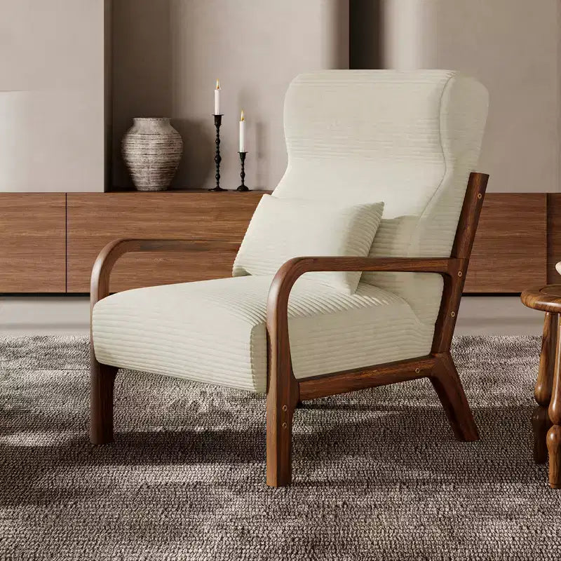 Bestier Mid Century Poltrona Accent con Poggiatesta Rialzato e Cuscini Braccioli Rimovibili, con Struttura in Legno Massello per Soggiorno, Camera da Letto
