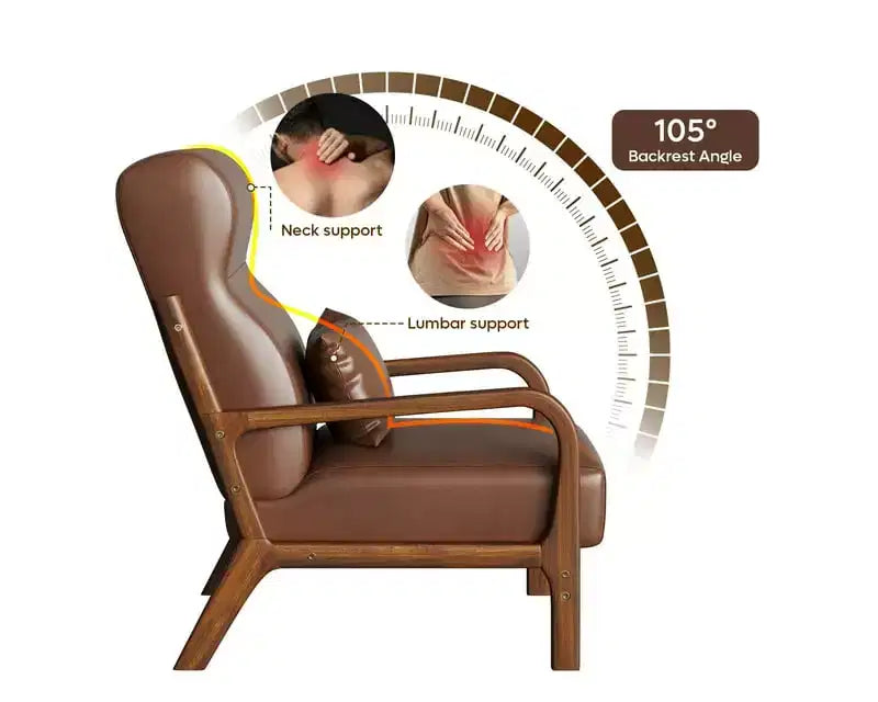 Bestier Mid Century Poltrona Accent con Poggiatesta Rialzato e Cuscini Braccioli Rimovibili, con Struttura in Legno Massello per Soggiorno, Camera da Letto