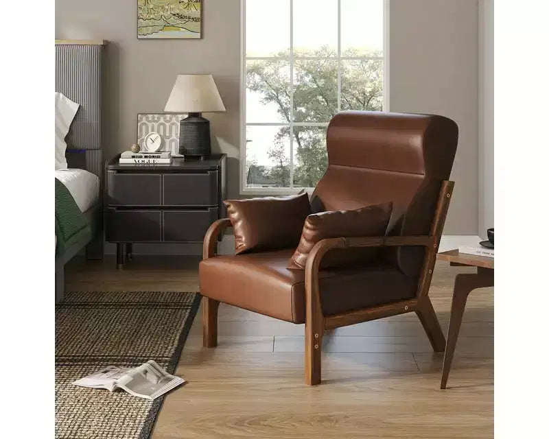 Bestier Mid Century Poltrona Accent con Poggiatesta Rialzato e Cuscini Braccioli Rimovibili, con Struttura in Legno Massello per Soggiorno, Camera da Letto