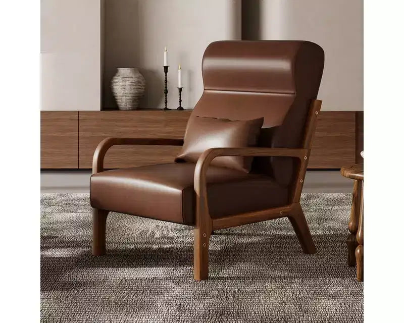 Bestier Mid Century Accent Chair Heightened Headrest with Removable Armrest Pillows,with Solid Wood Frame for Living Room, Bedroom