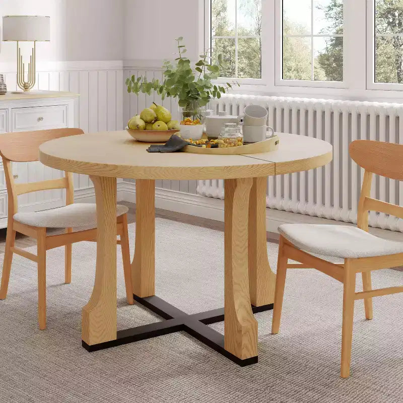 Vatros Tavolo da pranzo in legno Tavolo da pranzo rotondo per 4 persone