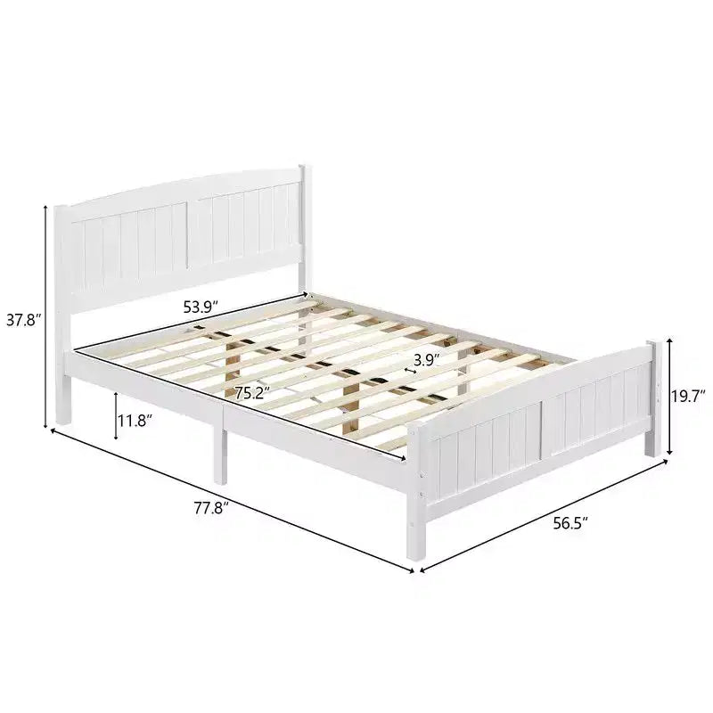 Struttura letto matrimoniale in legno massello Karl Home, bianca