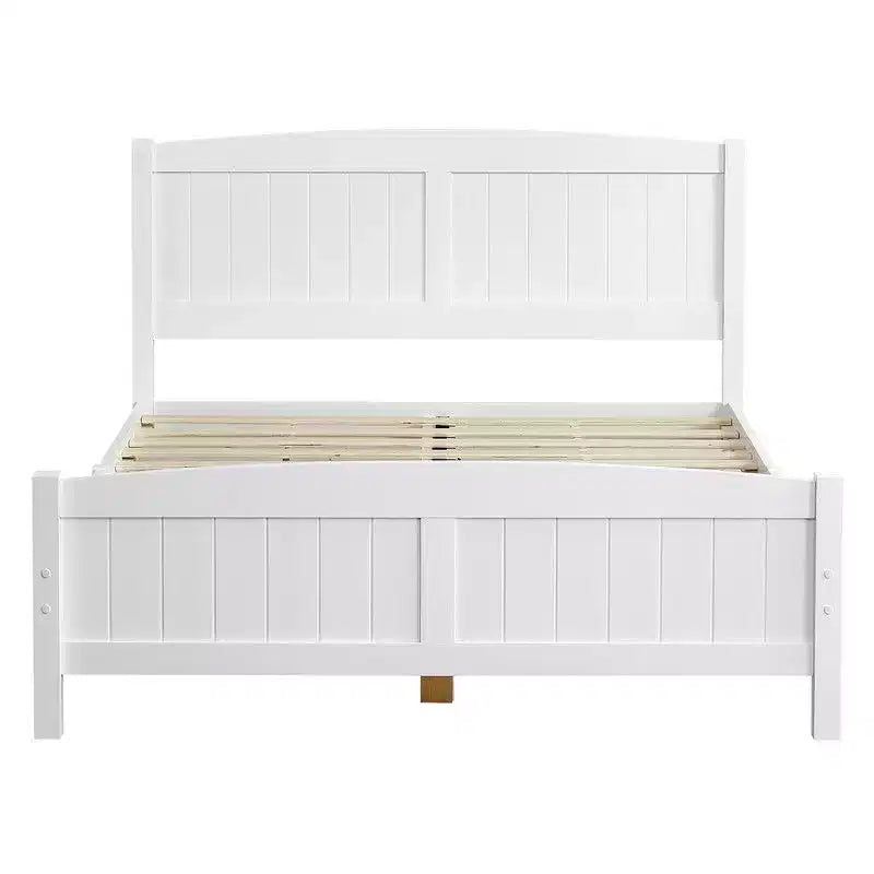 Struttura letto matrimoniale in legno massello Karl Home, bianca