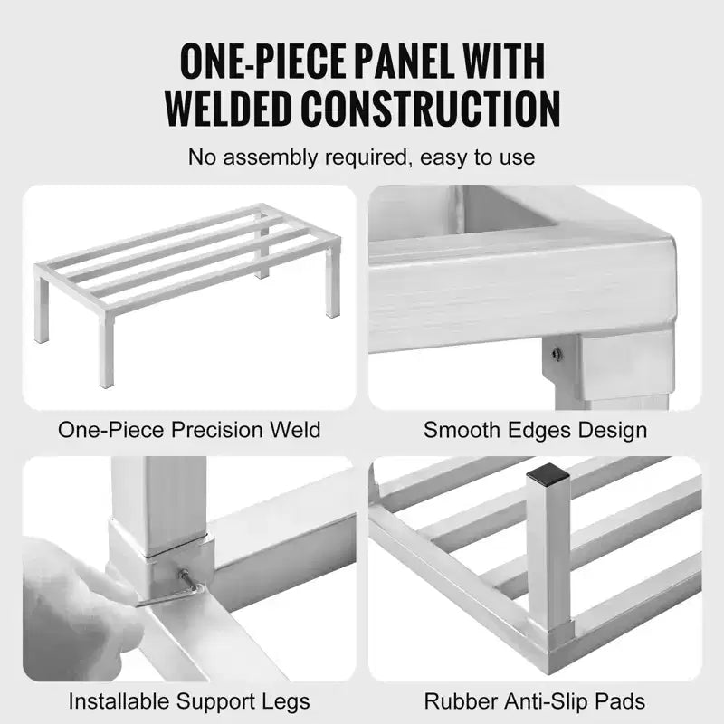 VEVOR Scaffale in Alluminio, 122 x 51 cm, Scaffale Commerciale per Alimenti da Pavimento, 30 cm da Terra, Capacità 816 kg, Scaffale di Stoccaggio in Alluminio Completamente Saldato