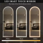 Specchio a Figura Intera a Arco 26x65 LED con Luci LED, Specchio da Terra per Camera da Letta, Specchio a Figura Intera da Parete, A-Mirror
