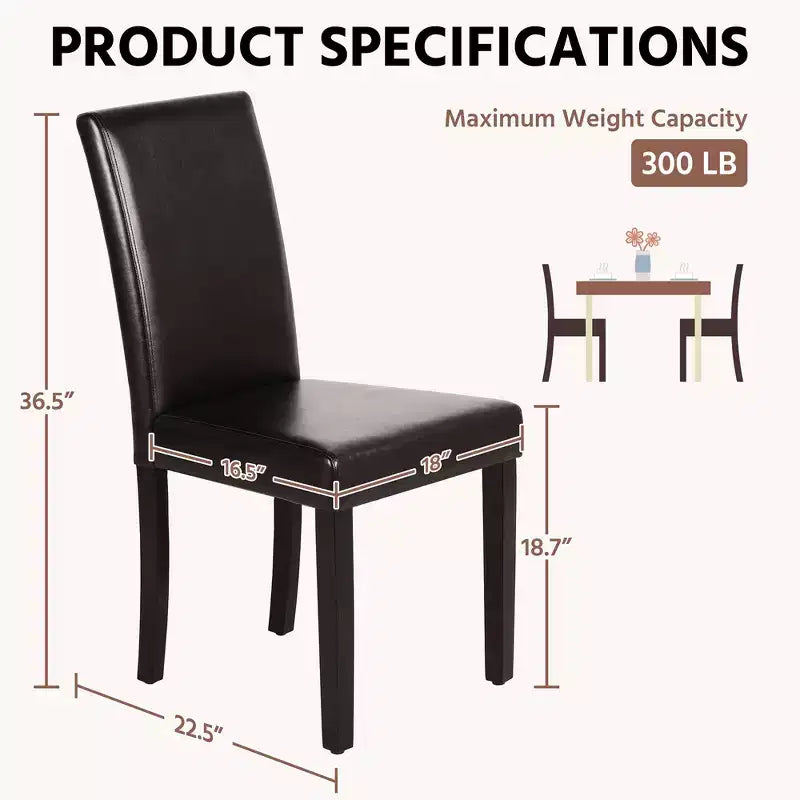 Yaheetech Set di 2 Sedie da Pranzo Senza Braccioli in Ecopelle con Schienale Alto e Gambe in Legno di Caucciù