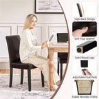 Yaheetech Set di 2 Sedie da Pranzo Senza Braccioli in Ecopelle con Schienale Alto e Gambe in Legno di Caucciù