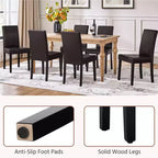 Yaheetech Set di 2 Sedie da Pranzo Senza Braccioli in Ecopelle con Schienale Alto e Gambe in Legno di Caucciù