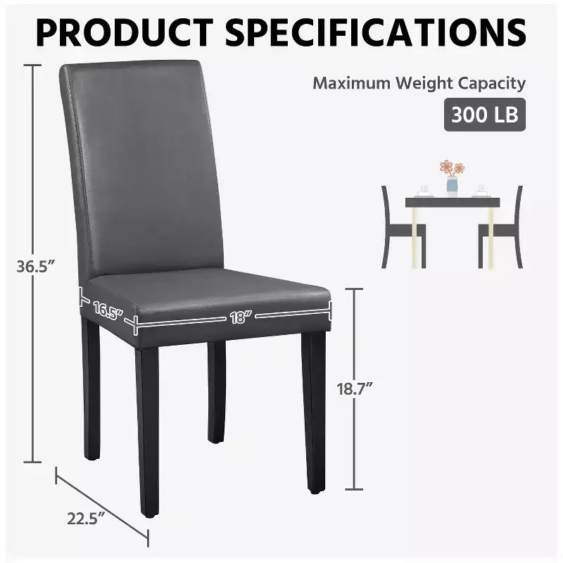 Yaheetech Set di 2 Sedie da Pranzo Senza Braccioli in Ecopelle con Schienale Alto e Gambe in Legno di Caucciù