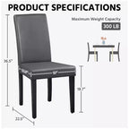 Yaheetech Set di 2 Sedie da Pranzo Senza Braccioli in Ecopelle con Schienale Alto e Gambe in Legno di Caucciù