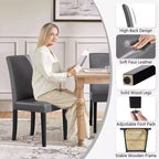Yaheetech Set di 2 Sedie da Pranzo Senza Braccioli in Ecopelle con Schienale Alto e Gambe in Legno di Caucciù