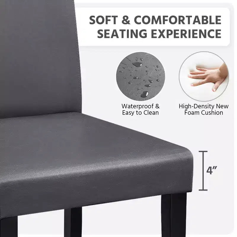 Yaheetech Set di 2 Sedie da Pranzo Senza Braccioli in Ecopelle con Schienale Alto e Gambe in Legno di Caucciù