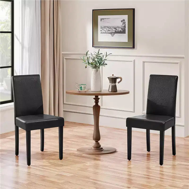 Yaheetech Set di 2 Sedie da Pranzo Senza Braccioli in Ecopelle con Schienale Alto e Gambe in Legno di Caucciù