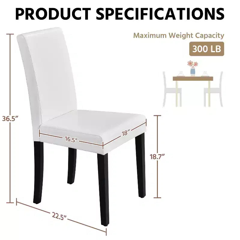 Yaheetech Set di 2 Sedie da Pranzo Senza Braccioli in Ecopelle con Schienale Alto e Gambe in Legno di Caucciù
