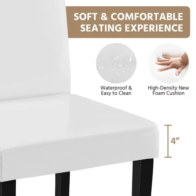 Yaheetech Set di 2 Sedie da Pranzo Senza Braccioli in Ecopelle con Schienale Alto e Gambe in Legno di Caucciù