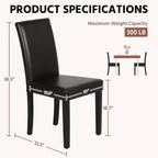 Yaheetech Set di 2 Sedie da Pranzo Senza Braccioli in Ecopelle con Schienale Alto e Gambe in Legno di Caucciù
