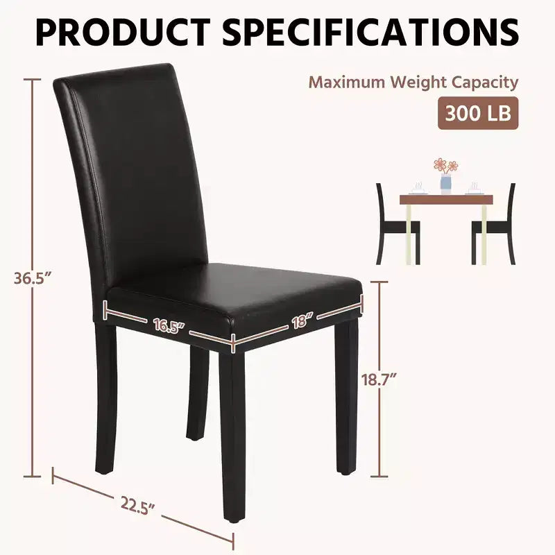 Yaheetech Set di 2 Sedie da Pranzo Senza Braccioli in Ecopelle con Schienale Alto e Gambe in Legno di Caucciù