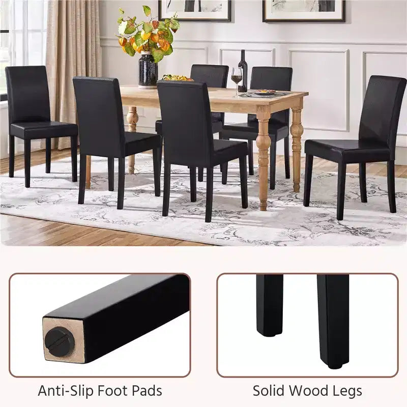 Yaheetech Set di 2 Sedie da Pranzo Senza Braccioli in Ecopelle con Schienale Alto e Gambe in Legno di Caucciù