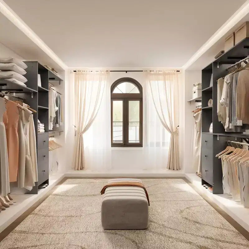 MAYEERTY Grigio 96x16x75 Appendiabiti Guardaroba ad Alta Capacità - 3 Cassetti, Ripiani, Aste Espandibili, Elegante e Durevole