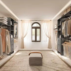 MAYEERTY Grigio 96x16x75 Appendiabiti Guardaroba ad Alta Capacità - 3 Cassetti, Ripiani, Aste Espandibili, Elegante e Durevole