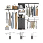 MAYEERTY Grigio 96x16x75 Appendiabiti Guardaroba ad Alta Capacità - 3 Cassetti, Ripiani, Aste Espandibili, Elegante e Durevole