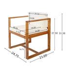 MAYEERTY Set di 2 Sedie da Pranzo con Braccioli per Esterni in Legno di Teak e Acacia con Spessi Cuscini Beige, Capacità 180 kg