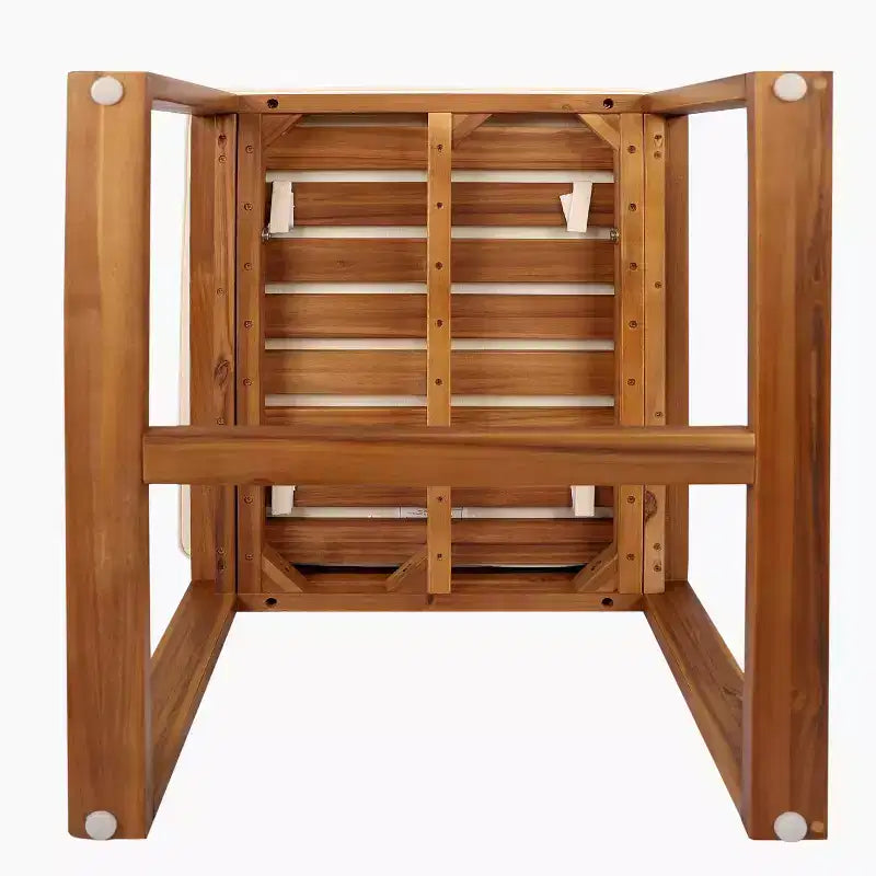 MAYEERTY Set di 2 Sedie da Pranzo con Braccioli per Esterni in Legno di Teak e Acacia con Spessi Cuscini Beige, Capacità 180 kg
