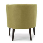 Poltrona in tessuto Okak, poltroncina a bottoni, elegante poltroncina imbottita con gambe in legno di betulla per soggiorno e camera da letto