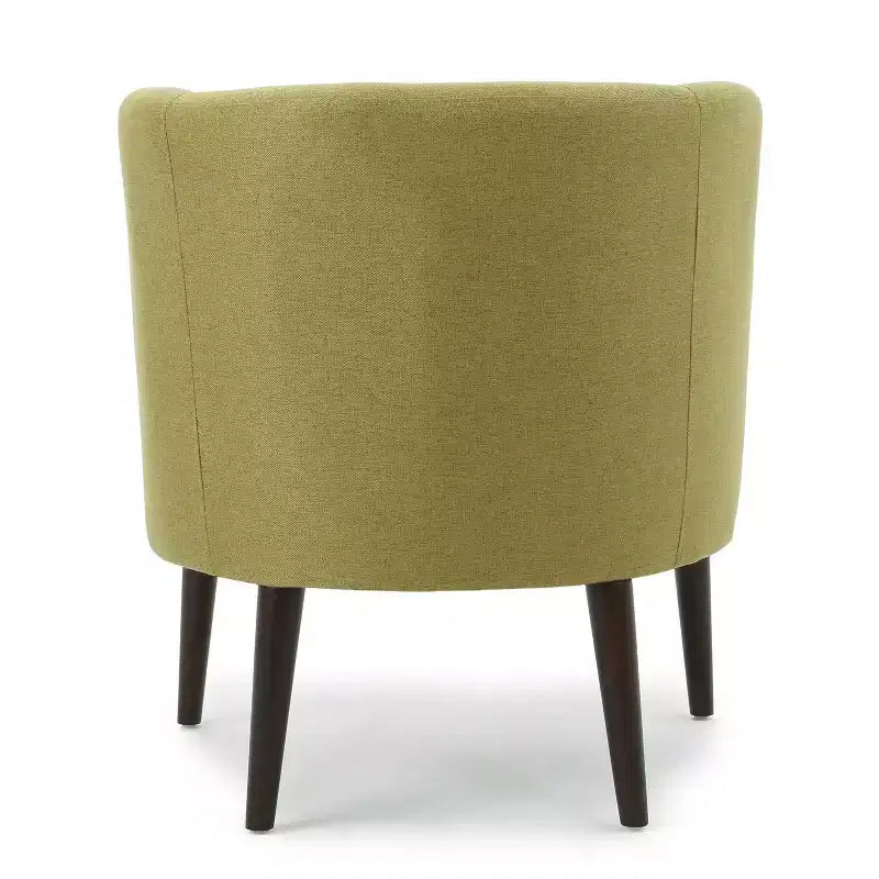 Poltrona in tessuto Okak, poltroncina a bottoni, elegante poltroncina imbottita con gambe in legno di betulla per soggiorno e camera da letto