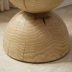 Tavolino Rotondo Art Leon in Legno Massello di Pino con Design a Clessidra, Tavolino Laterale da Soggiorno