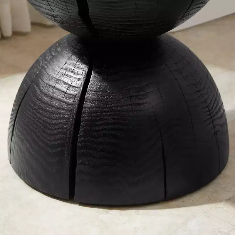 Tavolino Rotondo Art Leon in Legno Massello di Pino con Design a Clessidra, Tavolino Laterale da Soggiorno