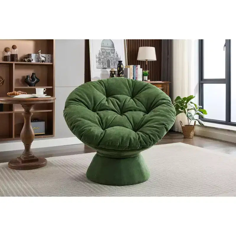 Poltrona Girevole Accent Oversize Okak in ciniglia per Camera da Letto, Comoda Poltrona Papasan per Soggiorno, Appartamento